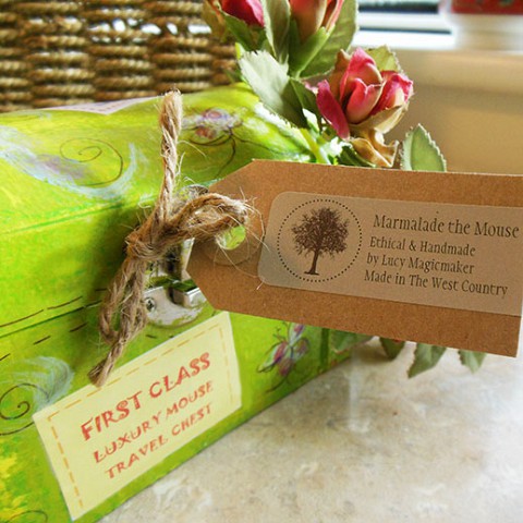 Marmalade the Mouse's Little Green Travel Chest Hand Painted by Lucy Magicmaker